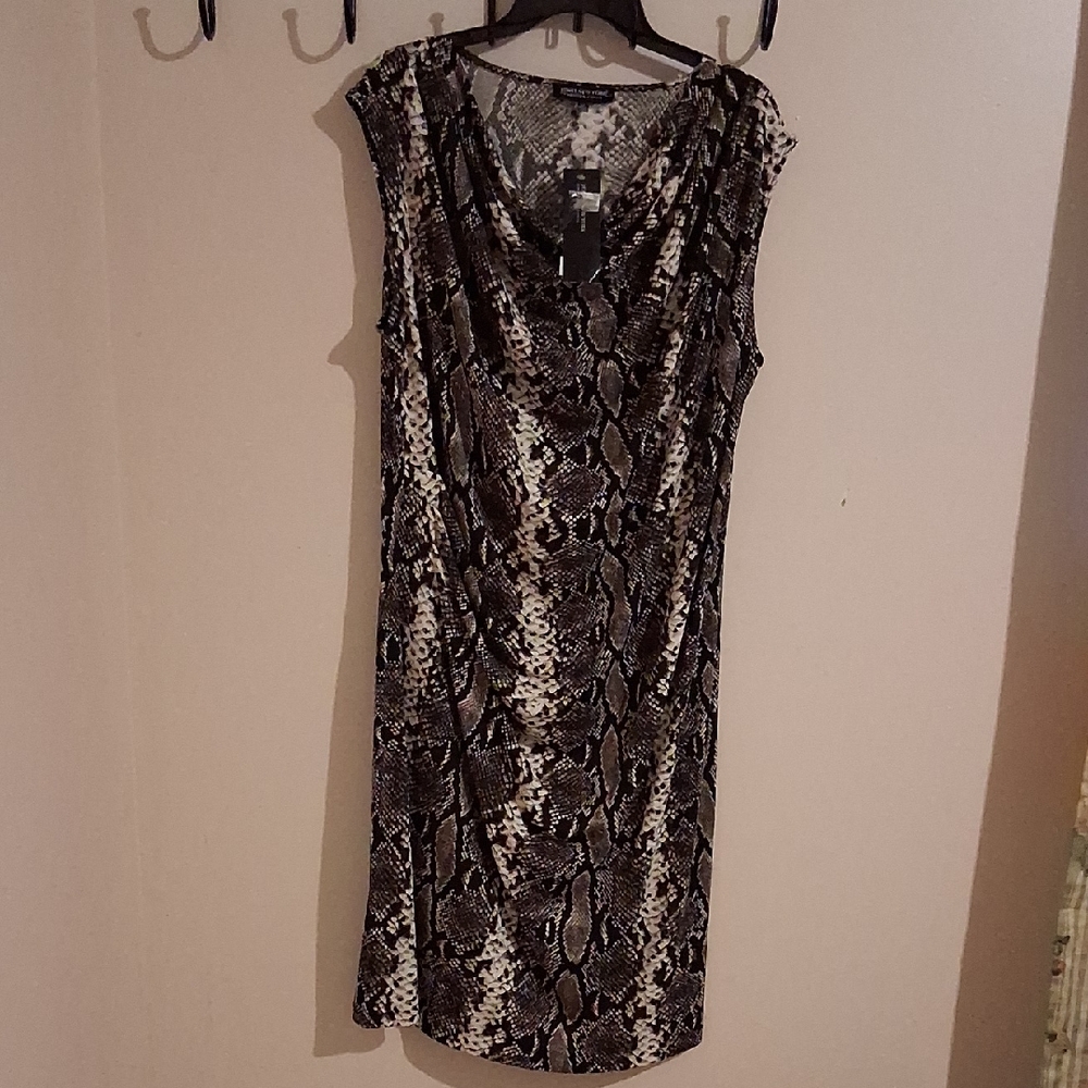 Jones New York Brown Snakeskin Midi Dress
